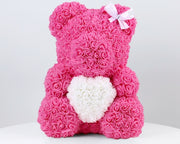 L'ourson de roses avec coeur 40cm Rose